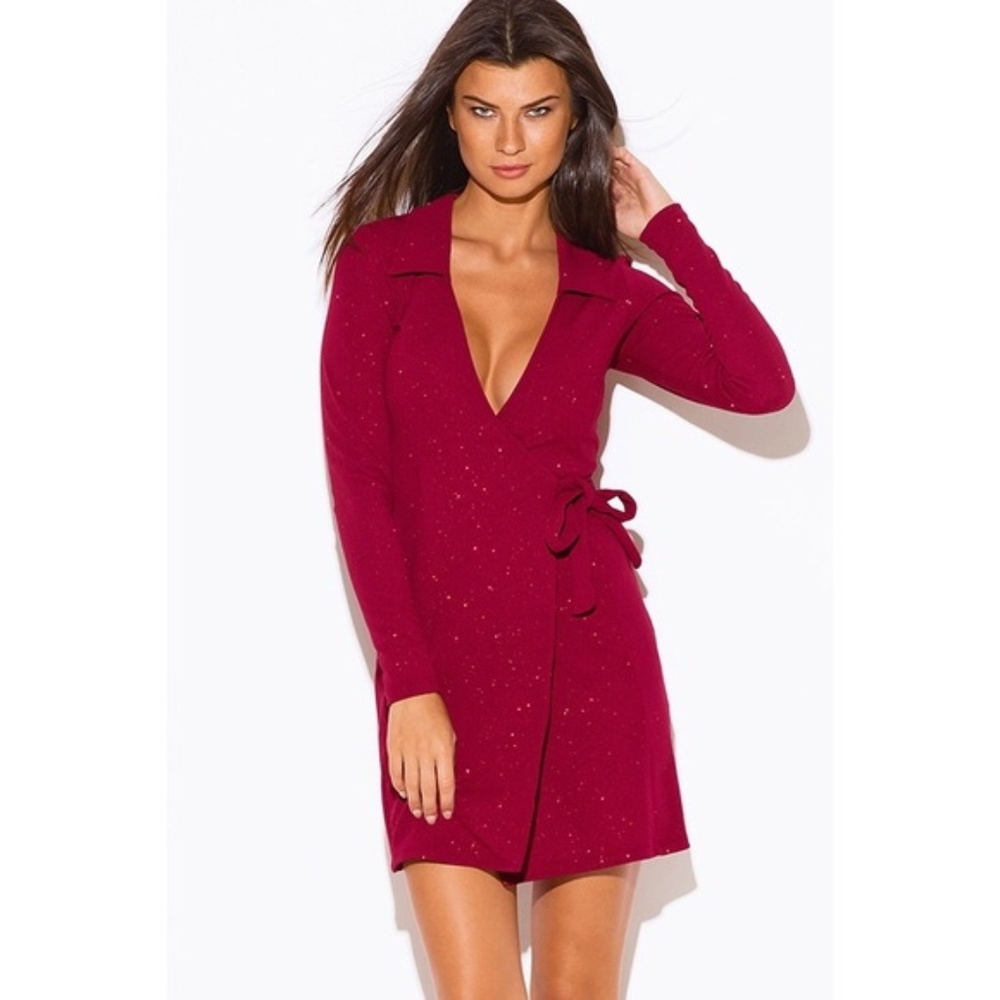 Shimmery Metallic Wrap Dress